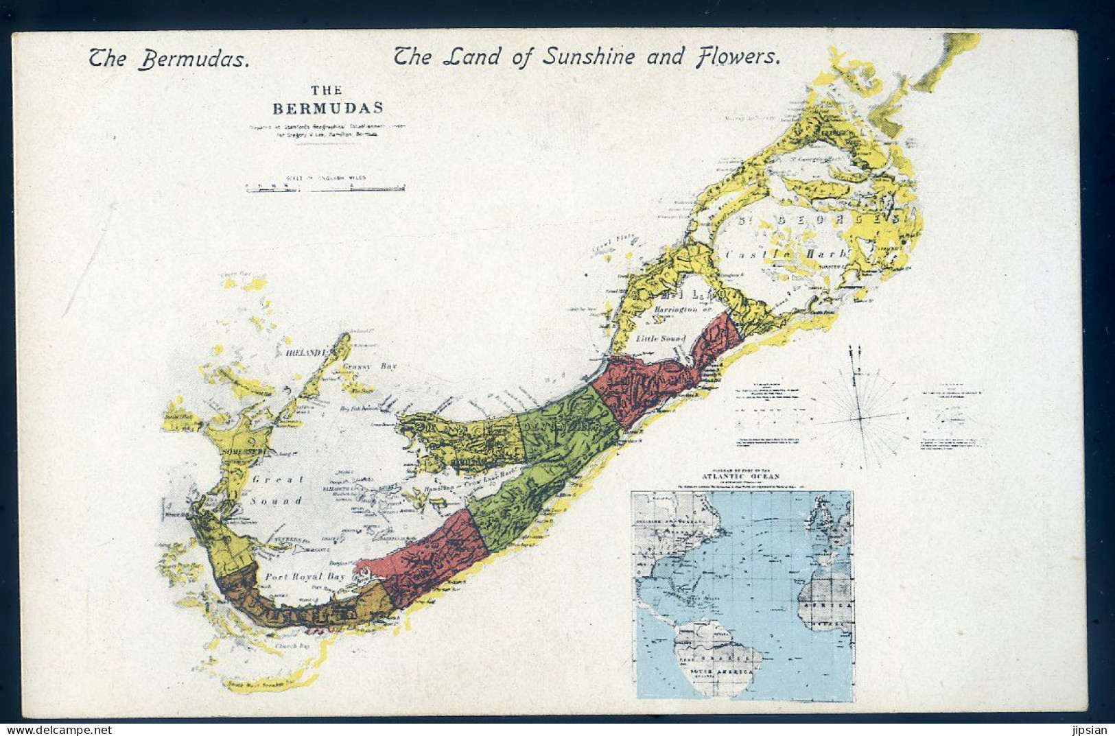 Cpa Les Bermudes The Bermudas -- Carte Map  STEP16bis - Bermuda