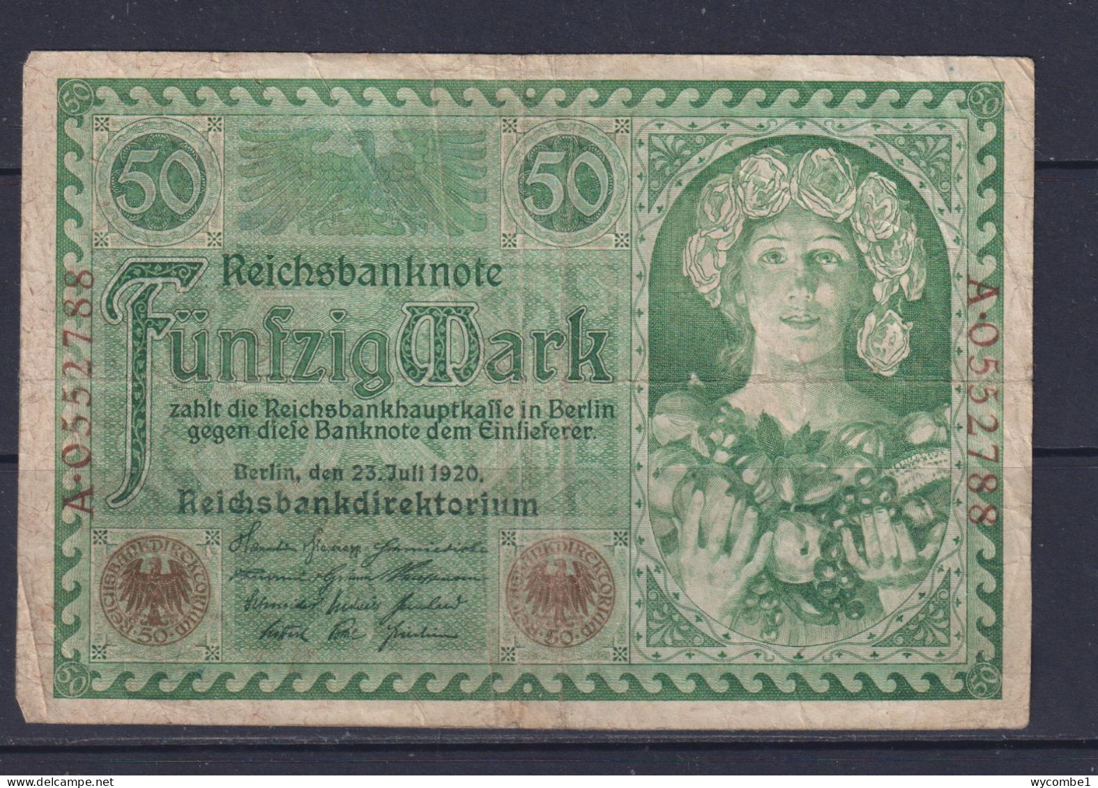 GERMANY - 1920 50 Mark Circulated Banknote - 50 Mark