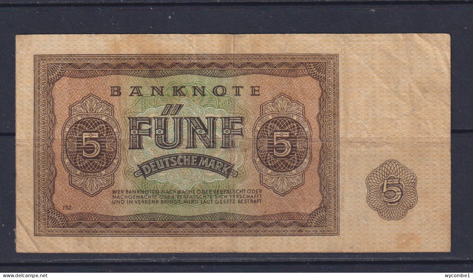 EAST GERMANY - 1948 5 Mark Circulated Banknote - 5 Mark