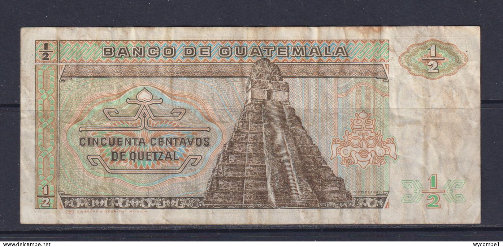 GUATEMALA - 1983 Half Quetzal Circulated Banknote - Guatemala