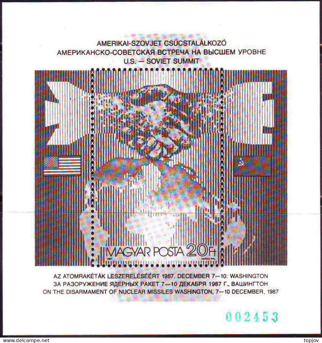 HUNGARY - US RUSSIA SUMMIT ON DISARMAMENT OF NUCLEAR MISSILES- BLACK PRINT- **MNH - 1987 - Atome