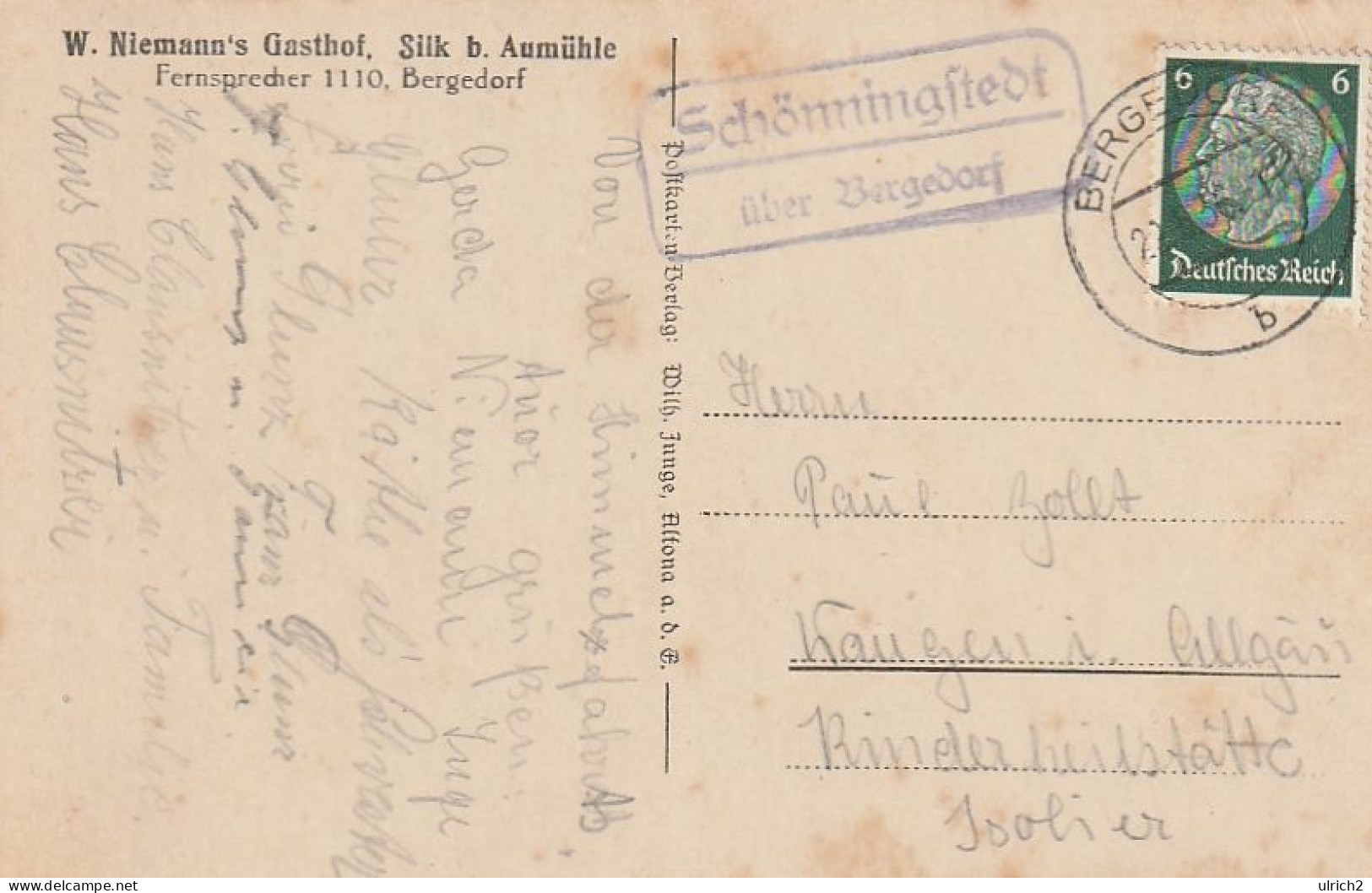 AK Silk Bei Aumühle - Bismarcksäule - Stempel Schönningstedt über Bergedorf - 1936 (67106) - Lauenburg