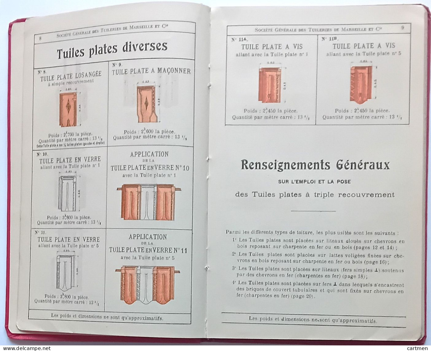 CARRELAGE BRIQUE CERAMIQUE TUILE  CATALOGUE DE LA SOCIETE DES TUILERIES DE  MARSEILLE 1900 - Marseille (FRA)