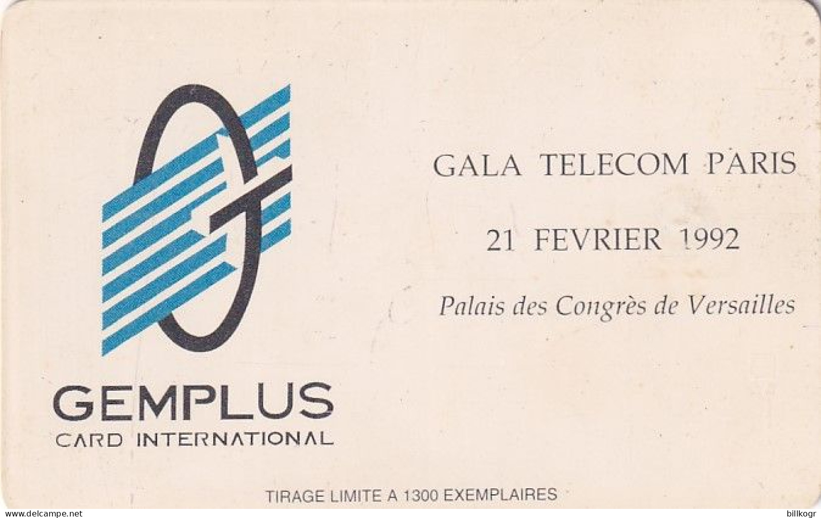 FRANCE - Gala Telecom Paris 1992, Alcatel/Gemplus Demo Card, Tirage 1300, Used - Other & Unclassified