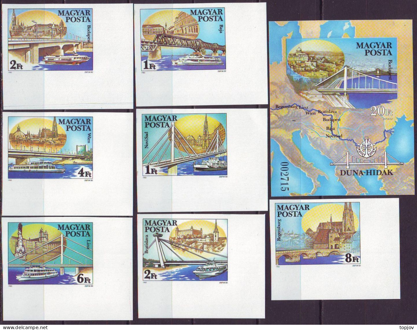 HUNGARY - BRIDGES DANUBES - NOVI SAD BUDAPEST BRATISLAVA WIENA - **MNH - 1985 - Errors, Freaks & Oddities (EFO)