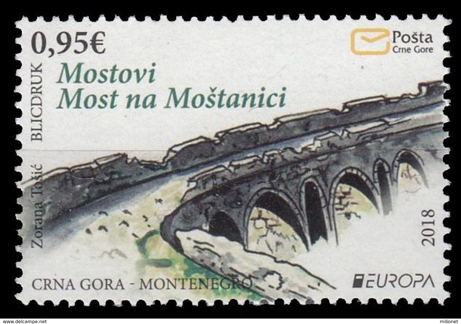 SALE!!! Montenegro 2018 EUROPA CEPT BRIDGES 1 Stamp Set MNH ** - 2018