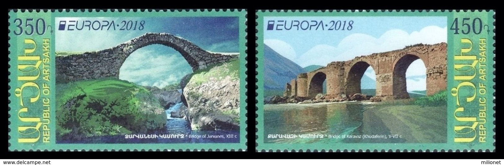 SALE!!! Nagorno Karabakh Karabaj Haute Karabakh Bergkarabach Artsak 2018 EUROPA CEPT BRIDGES 2 Stamps Set MNH ** - 2018