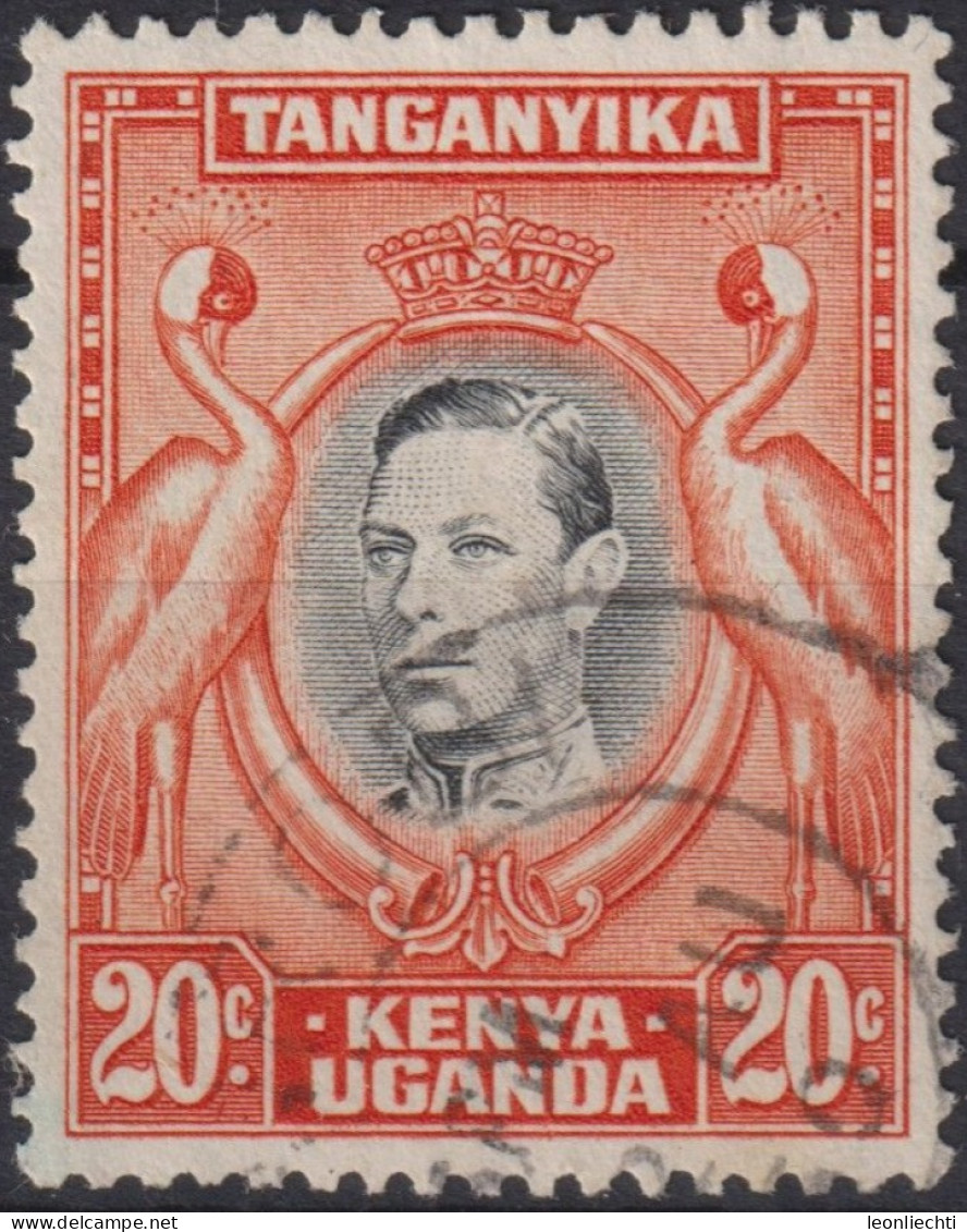 1941 Kenya,Uganda & Tanganyika ° Mi:EA 60C, Yt:EA 54a, K14. King George VI,Grey Crowned Crane Balearica Regulorum - Kenya, Uganda & Tanganyika