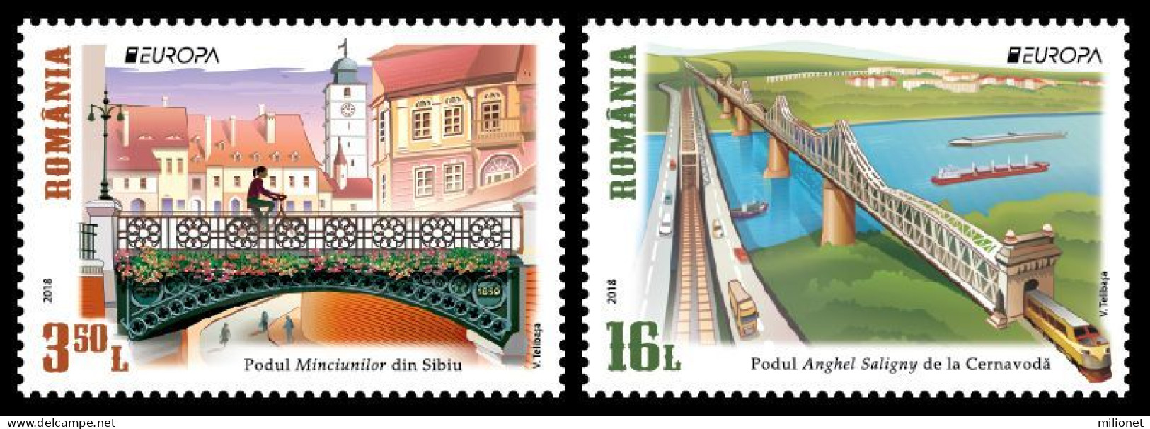 SALE!!! ROMANIA RUMANIA ROUMANIE RUMÄNIEN 2018 EUROPA CEPT Bridges 2 Stamps Set MNH ** - 2018