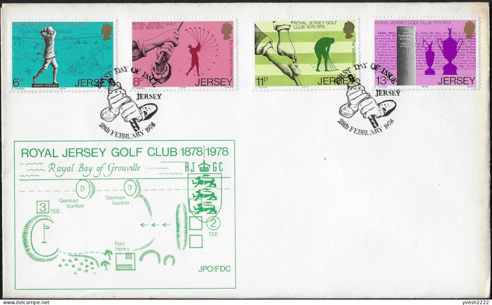 Jersey 1978 Y&T 167 à 170 Sur FDC. Club Royal De Golf De Jersey - Golf