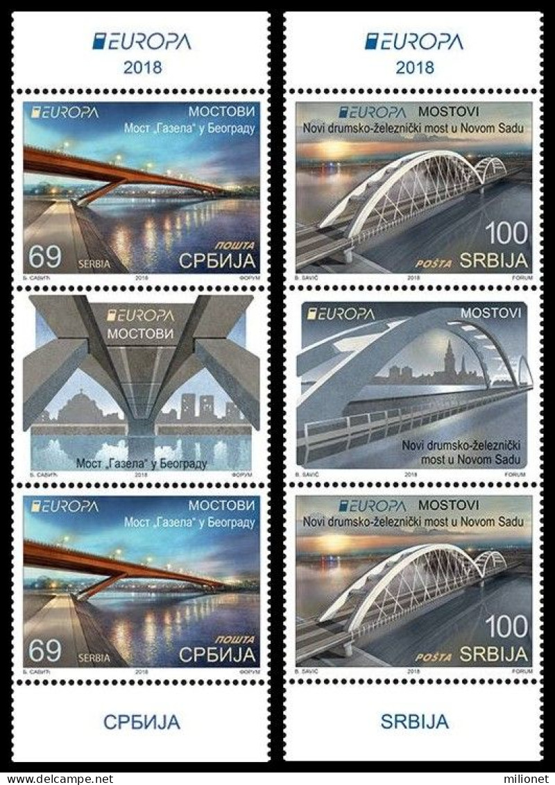 SALE!!! Serbia Serbie Serbien 2018 EUROPA CEPT BRIDGES 2 Vertical Gutter-pairs MNH ** - 2018