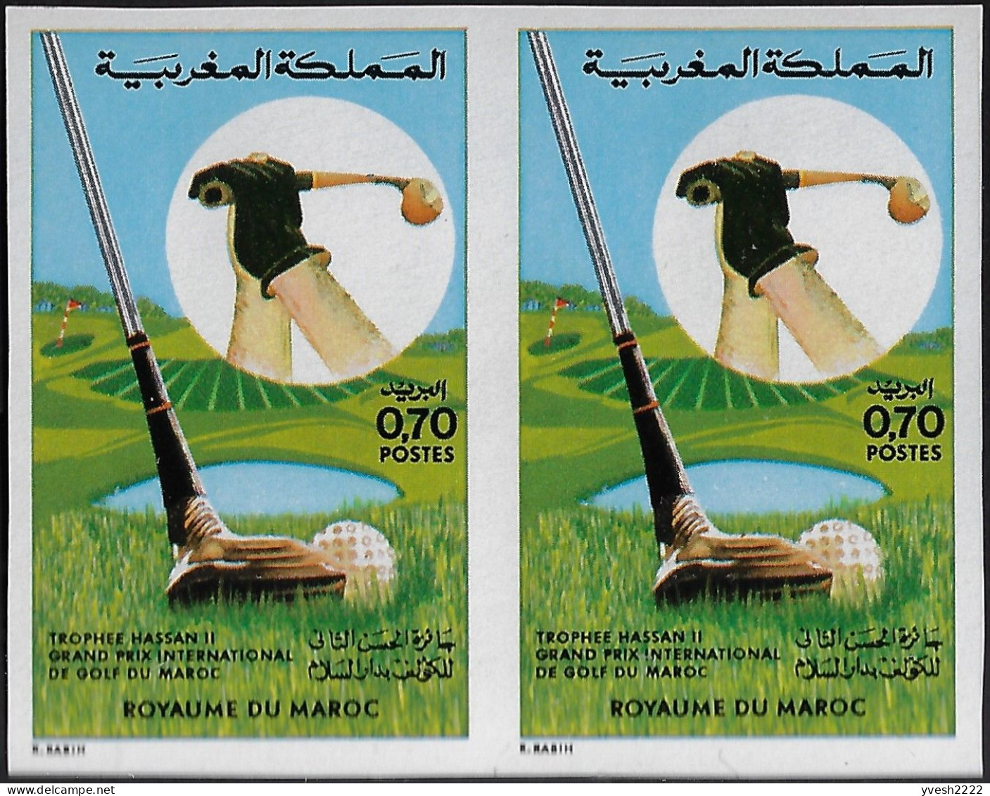 Maroc 1974 Y&T 695 En Paire Non Dentelée (RRR). Grand Prix International De Golf Du Maroc - Golf