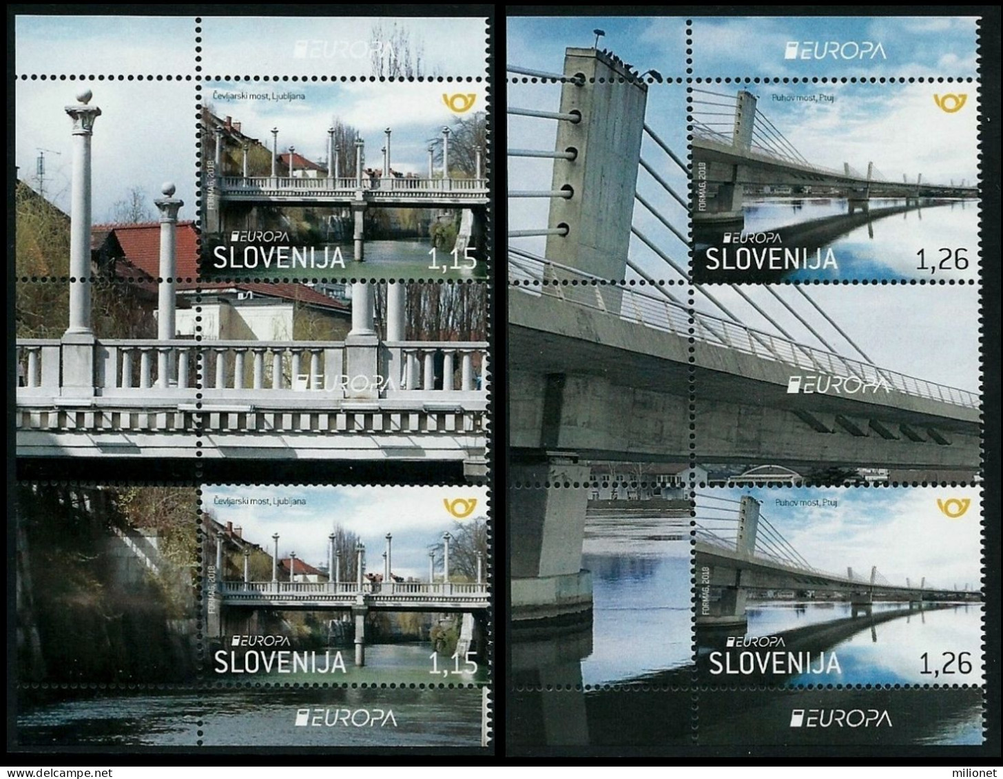 SALE!!! Slovenia Eslovenia Slovenie Slowenien 2018 EUROPA CEPT BRIDGES 2 Vertical Gutter-pairs MNH ** - 2018