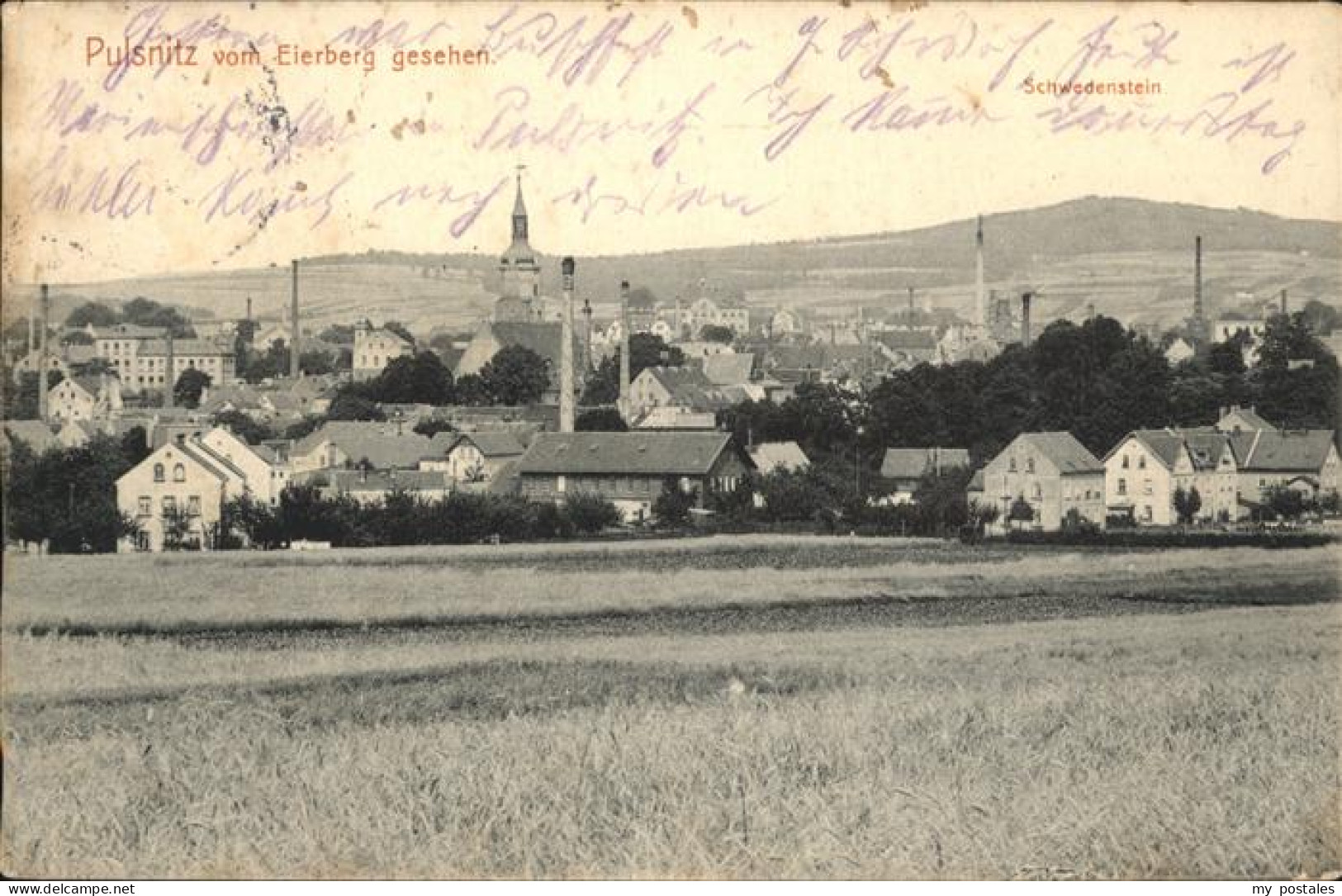 41312348 Pulsnitz Sachsen Teilansicht Mit Schwedenstein Pulsnitz Sachsen - Pulsnitz