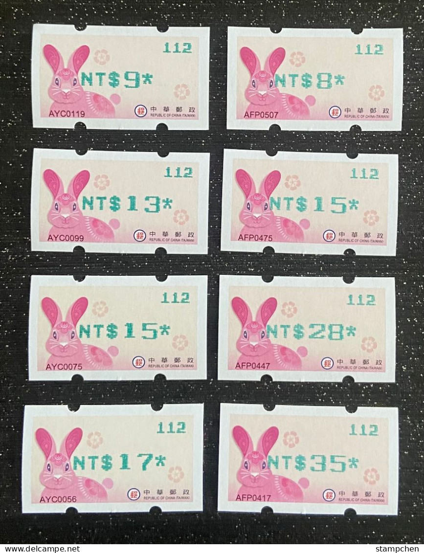 Taiwan Green Imprint Set ATM Frama Stamp- 2023 Year Auspicious Hare Rabbit New Year Unusual - Ungebraucht
