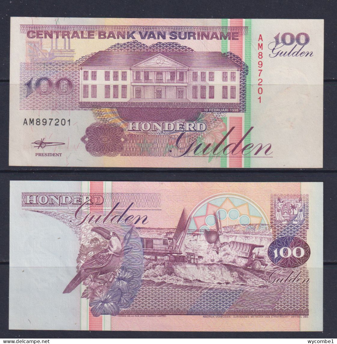 SURINAME - 1998 100 Gulden UNC Banknote - Surinam