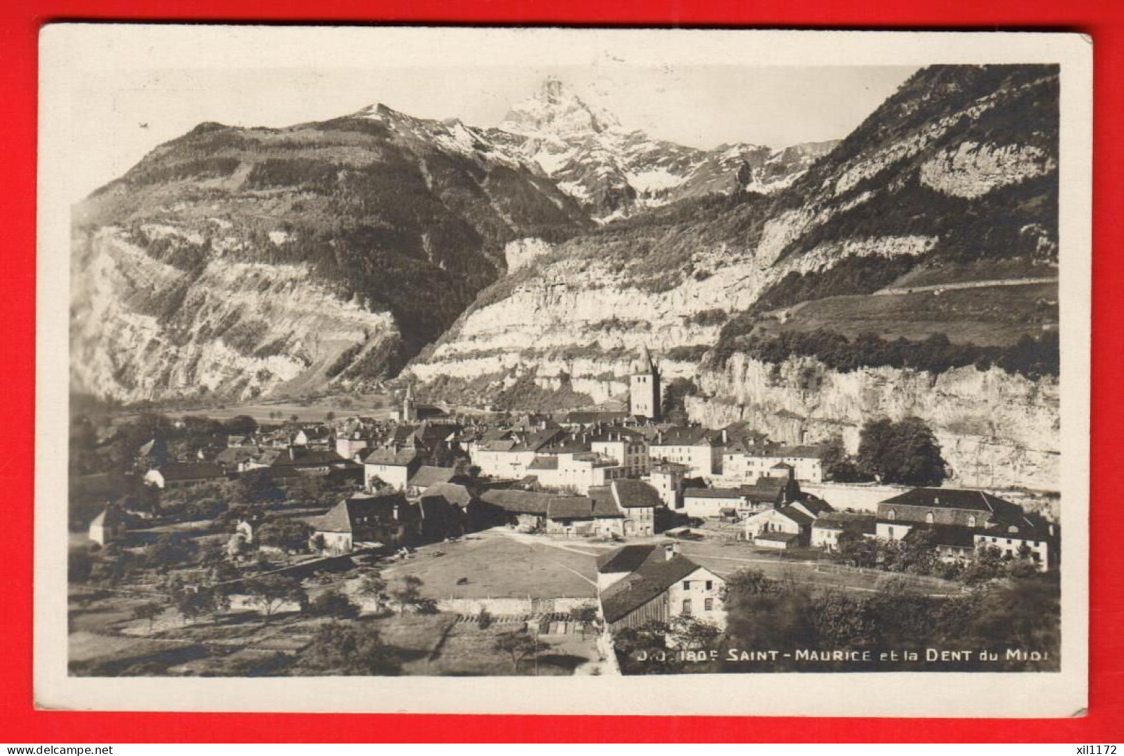 XZI-15 Saint-Maurice Et La Dent Du Midi. Cime De L'Est. Jullien 1809 ? Voir Scan. Cachet Militaire 1928 - Saint-Maurice