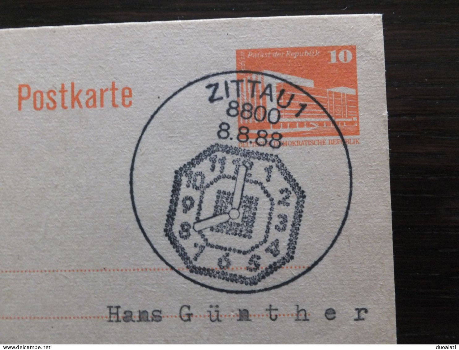 DDR Germany 3 Stationery 3 Ganzsache 8.8.1988. Um 8 Uhr Zittau 8800, 8th August 1988 At 8 O'clock & Zip Code 8800 - Postcards - Used