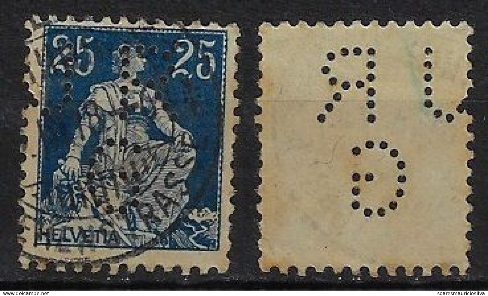 Switzerland 1910/1932 Stamp With Perfin JR/G Aniline Dye & Extract Factories Joh. Rud. Geigy From Basel Lochung Perfore - Perforés