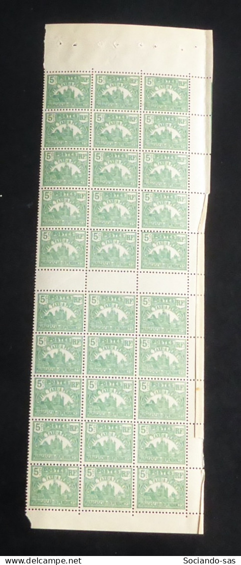 MADAGASCAR - 1908-24 - Taxe TT N°YT. 10 - 5c Vert - Bloc De 30 Bord De Feuille - Neuf GC** / MNH - Impuestos