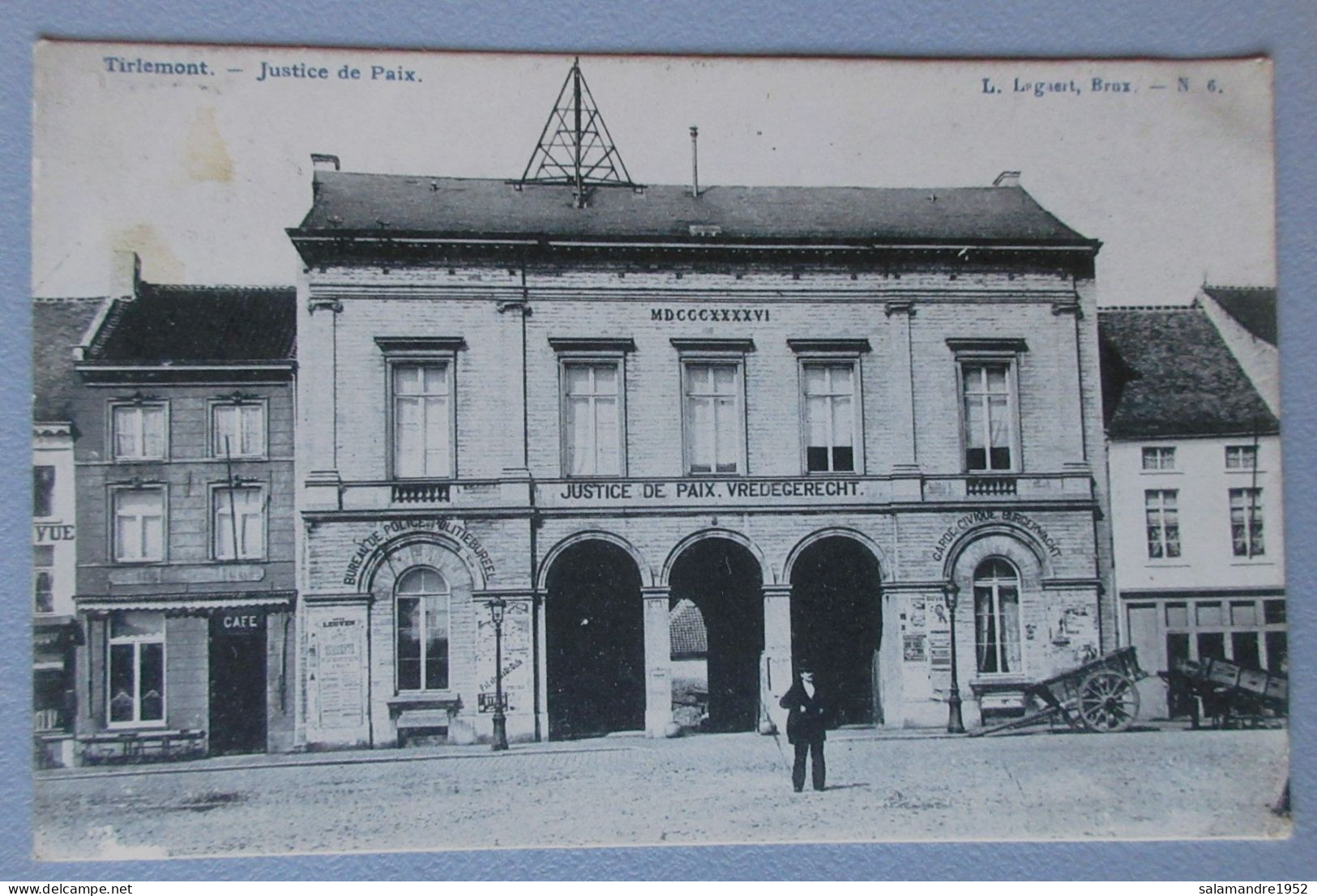 CPA - TIRLEMONT JUSTICE DE PAIX + Tampon Ohey 1911 - Tienen