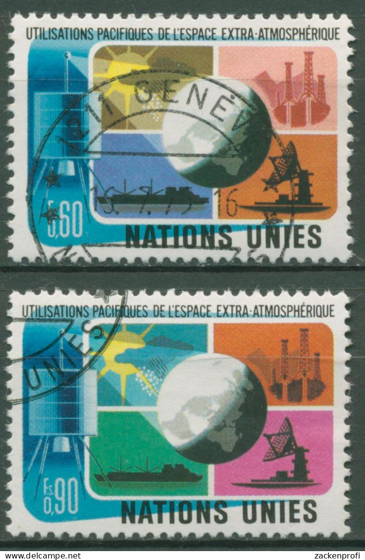 UNO Genf 1975 Weltraumnutzung Satelliten 46/47 Gestempelt - Usati