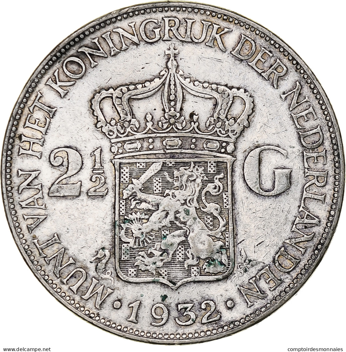 Pays-Bas, Wilhelmina I, 2-1/2 Gulden, 1932, Argent, TB+, KM:165 - 2 1/2 Gulden