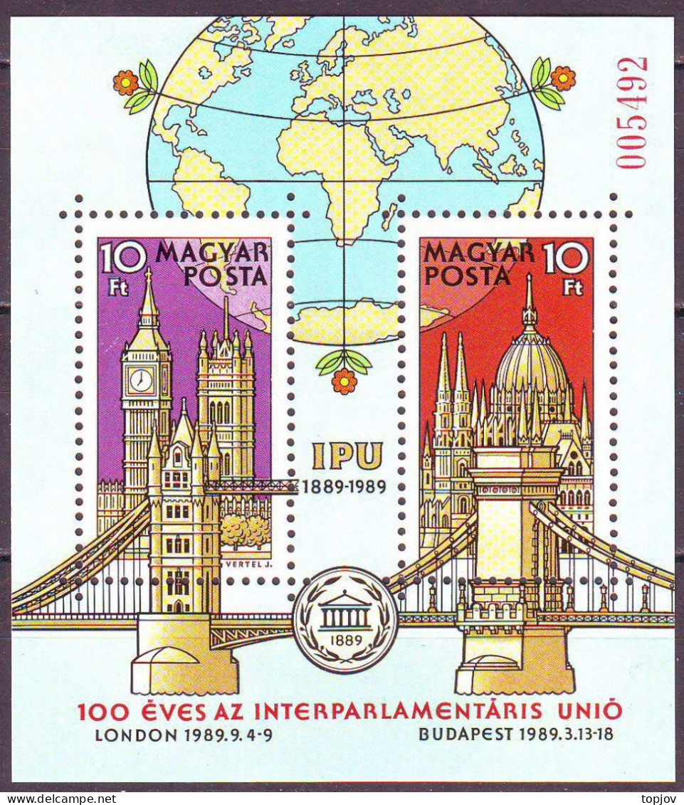 HUNGARY - IPU - INTERPARLAMENTARY  BRIDGE - AJANDEKA.- **MNH - 1989 - RARE - Varietà & Curiosità