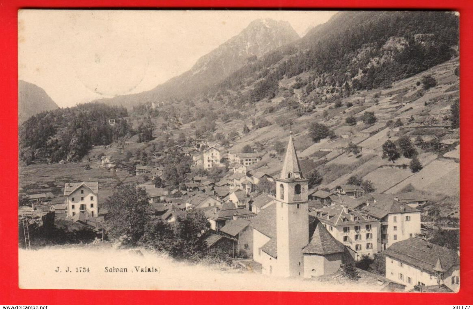 XZI-26  Salvan Eglise Et Vue Générale.   Jullien 1734  Circulé 1906 - Salvan