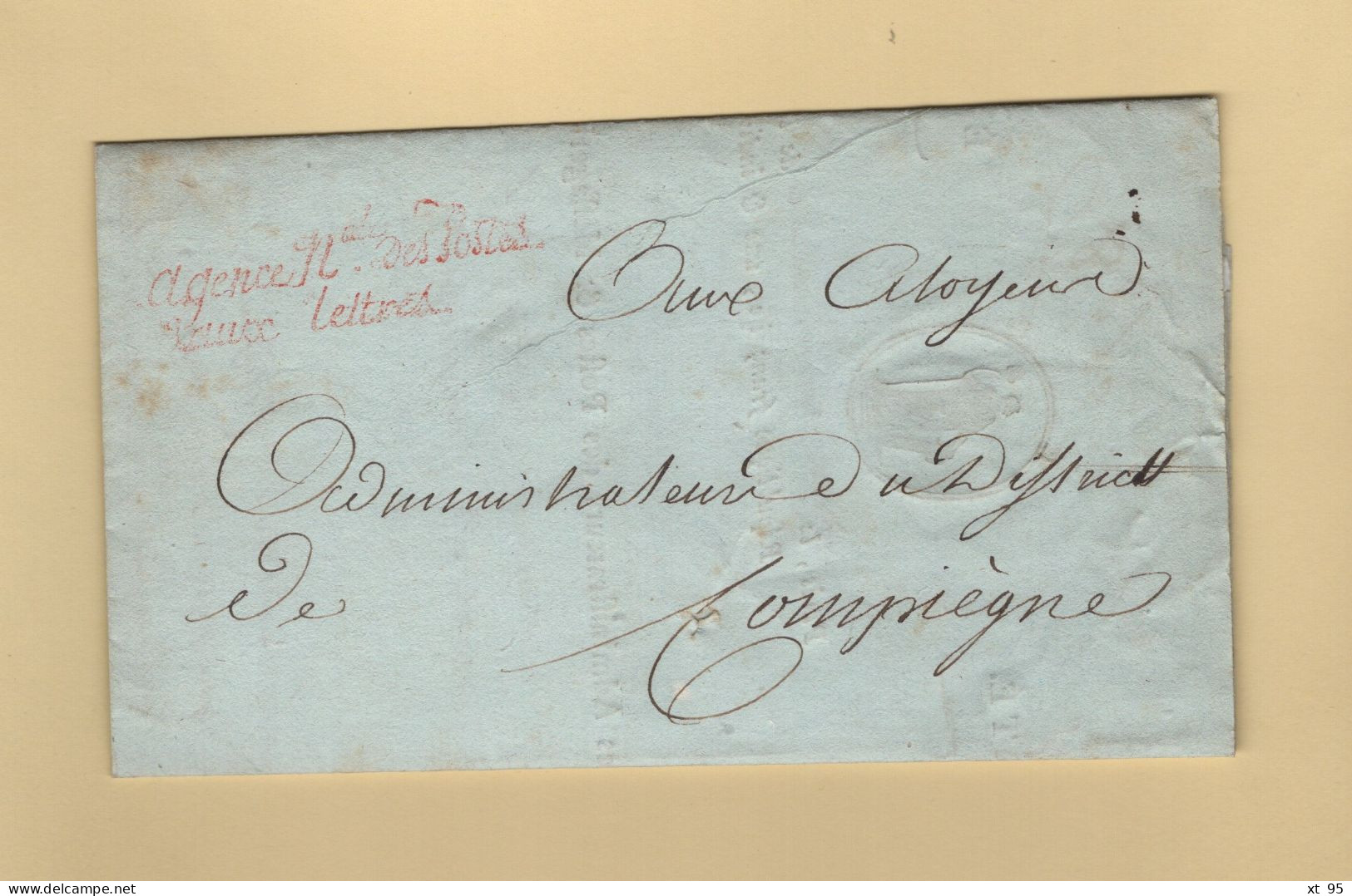 Franchise - Agence Nationale Des Postes Aux Lettres - 15 Vendemiaire An 3 - District De Compiegne - Rare - 1701-1800: Précurseurs XVIII