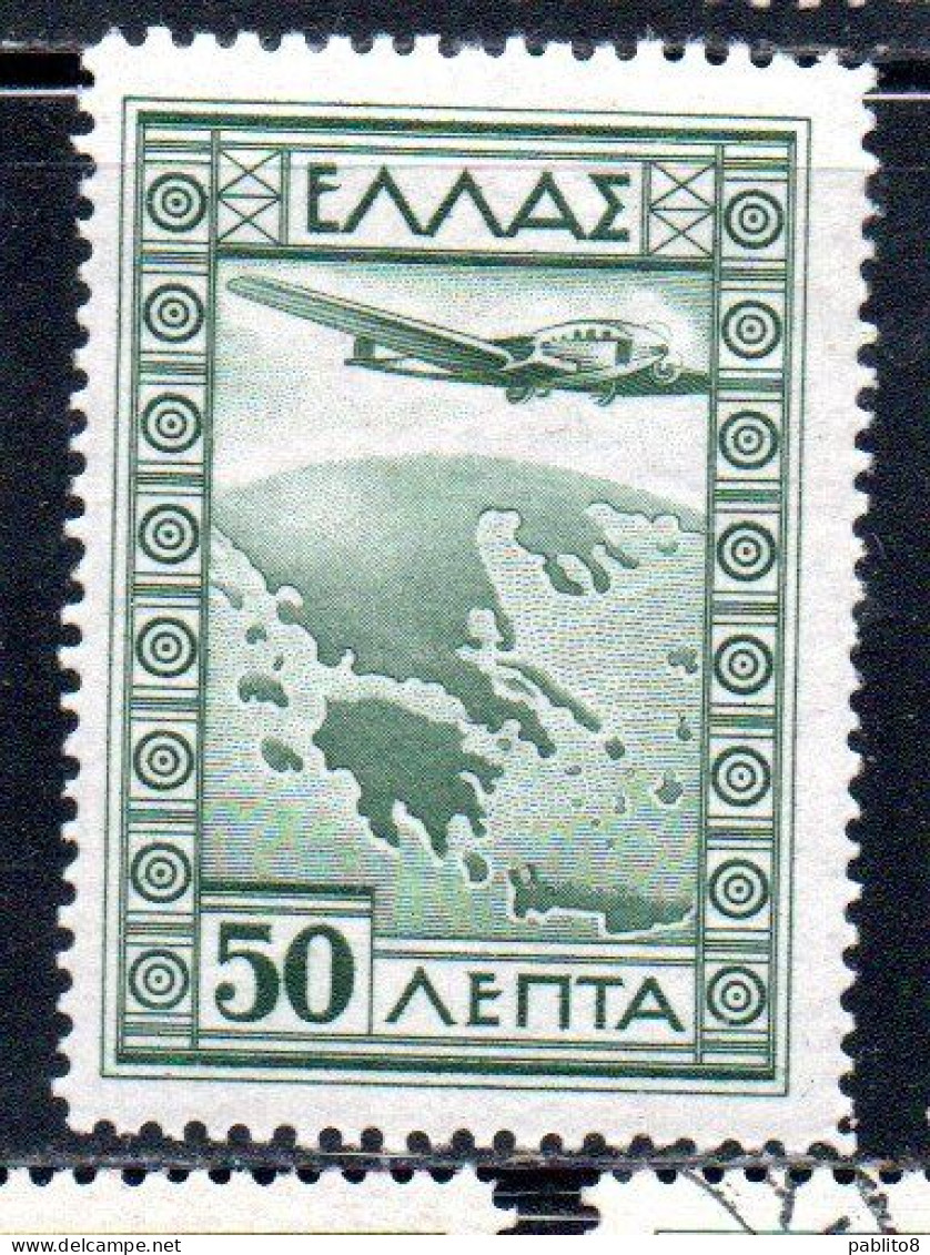 GREECE GRECIA ELLAS 1933 AIR POST MAIL AIRMAIL AIRPLANE OVER MAP OF GREECE 50l MNH - Unused Stamps
