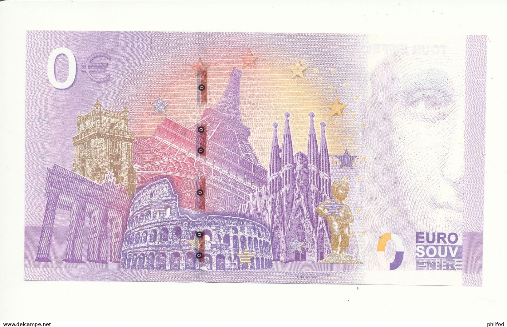 Billet Touristique 0 Euro - TOUR EIFFEL - UEBU - 2022-6 - N° 36003 - Autres & Non Classés