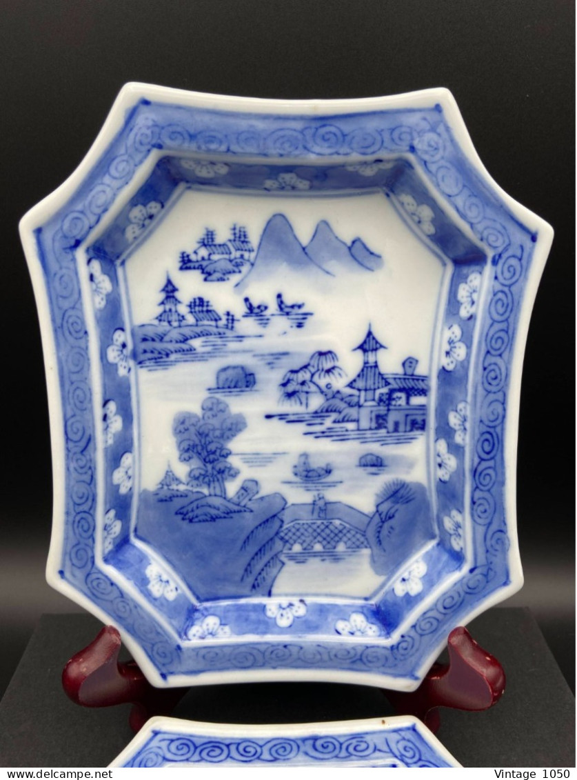 2x Coupelles Palais Impérial Blanc Bleu  porcelaine chinoise 1895-1900 #240004