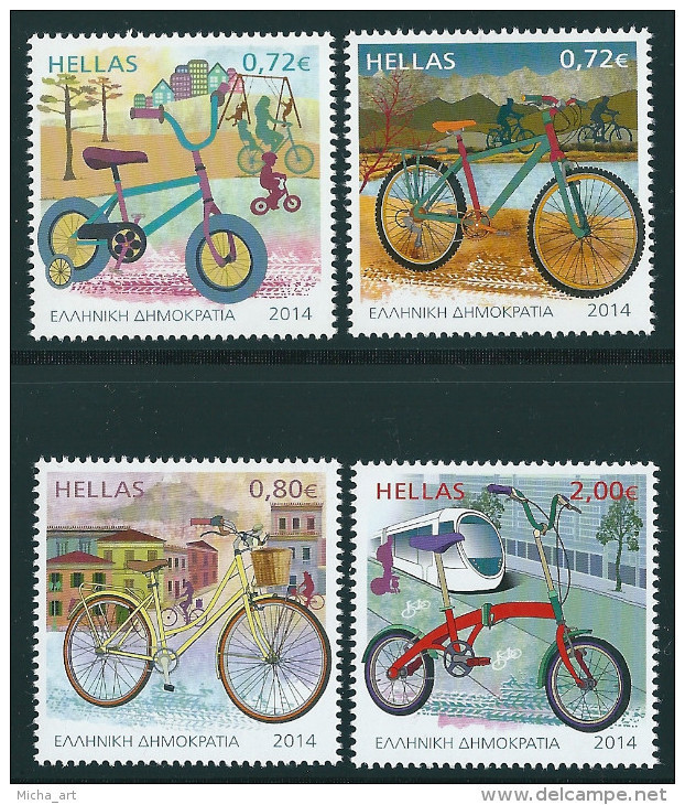 Greece 2014 The Bicycle - Ecological Transport Means Set MNH - Neufs