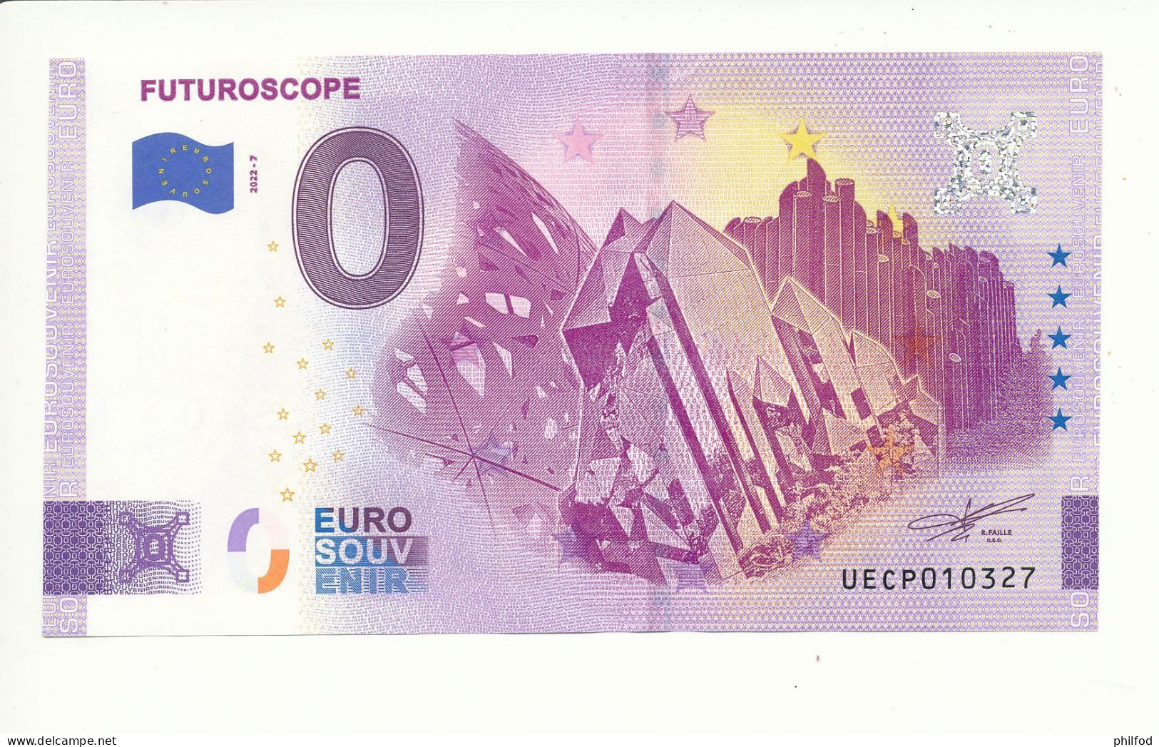 Billet Touristique 0 Euro - FUTUROSCOPE- UECP - 2022-7 - N° 10327 - Otros & Sin Clasificación