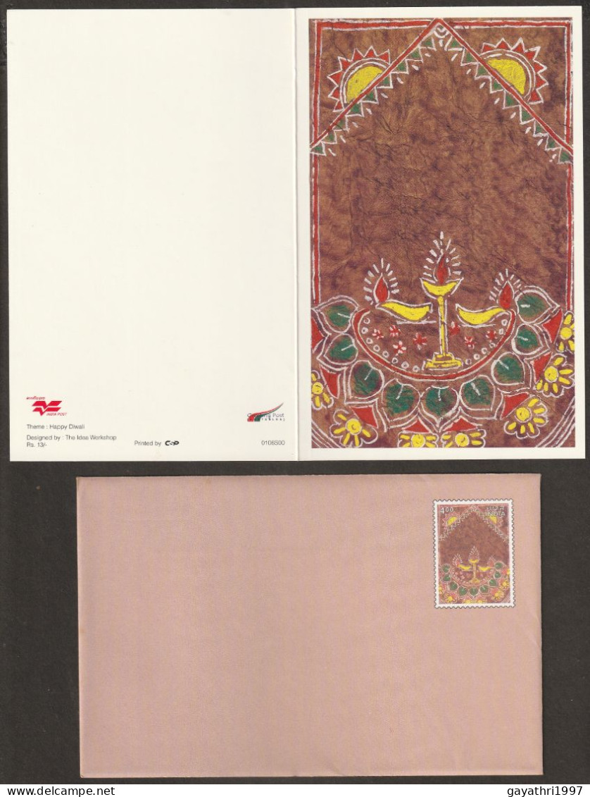 India Greetings Card With Cover Issued By Indian Government (gr74) Happy Diwali  Greetings - Covers