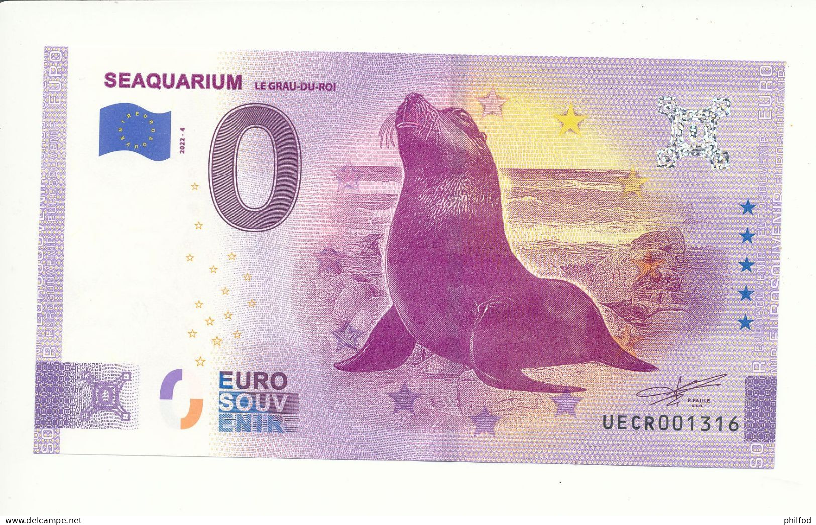 Billet Touristique 0 Euro - SEAQUARIUM LE GRAU-DU-ROI- UECR - 2022-4 - N° 1316 - Autres & Non Classés