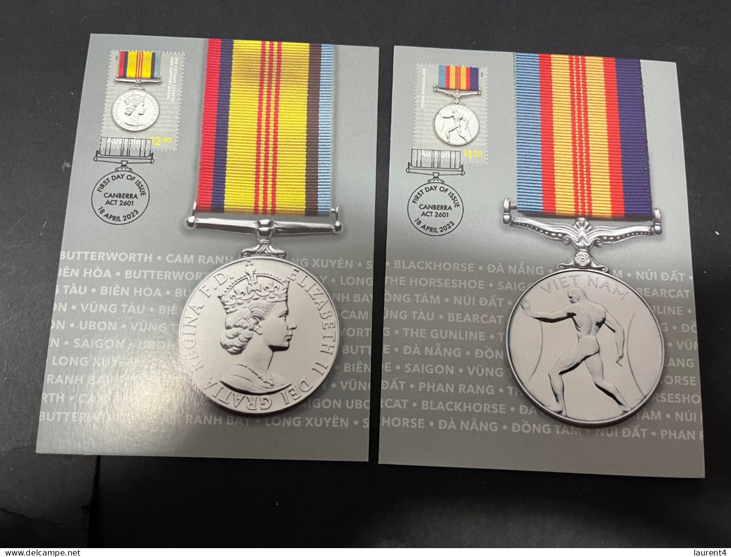 28-1-2024 (2 X 32) Australia Maxicards (2 + 1 Info Sheet) The Vietnam Medal + Veteran Logistic Medal - Cartoline Maximum