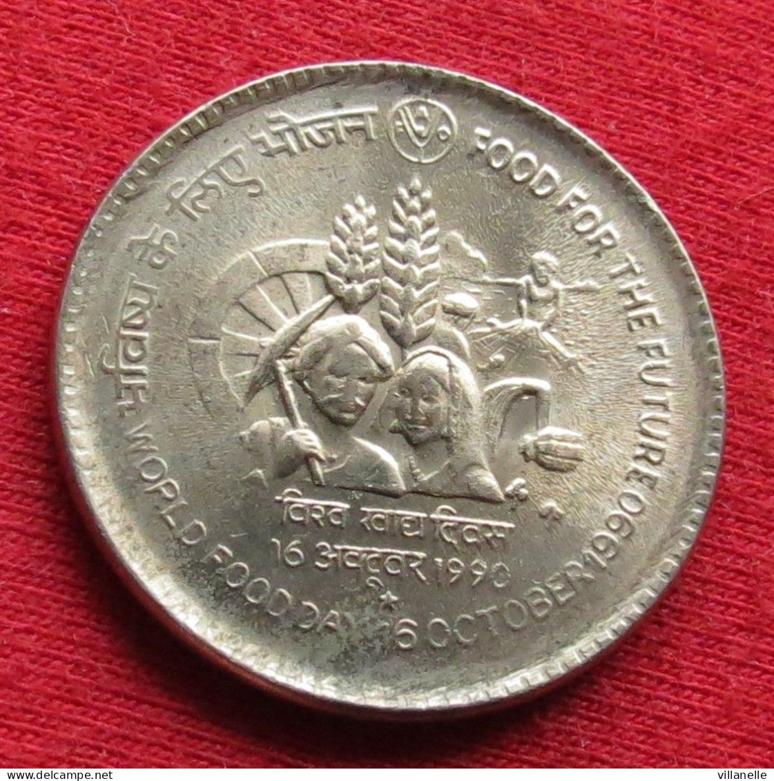 India 1 Rupee 1990 H KM# 88.1 FAO F.a.o. Lt 704 Reeded Edge *VT Hyderabad Mint Inde Indien Indies Indie - Inde
