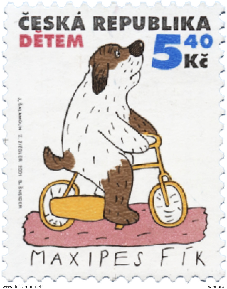 ** 292 Czech Republic For Children  2001 Dog Bicycle Comics Cartoon - Nuevos