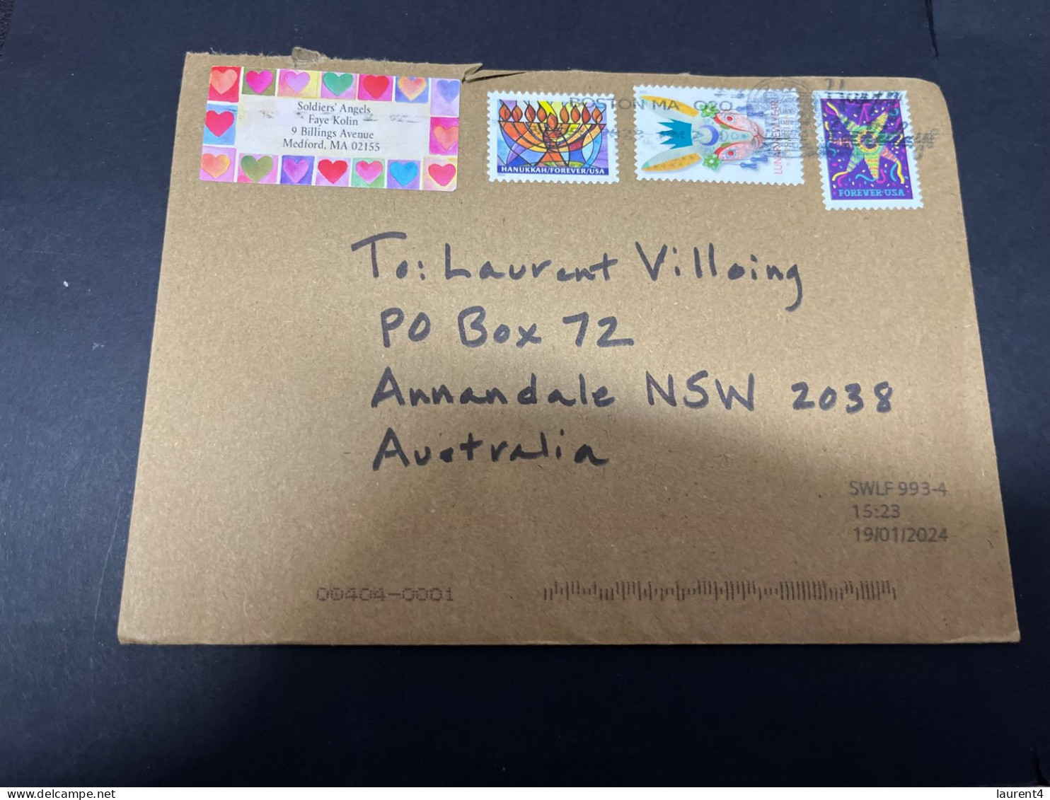 28-1-2024 (2 X 34) 2 Covers Posted From USA To Australia (2023/2024) - Cartas & Documentos
