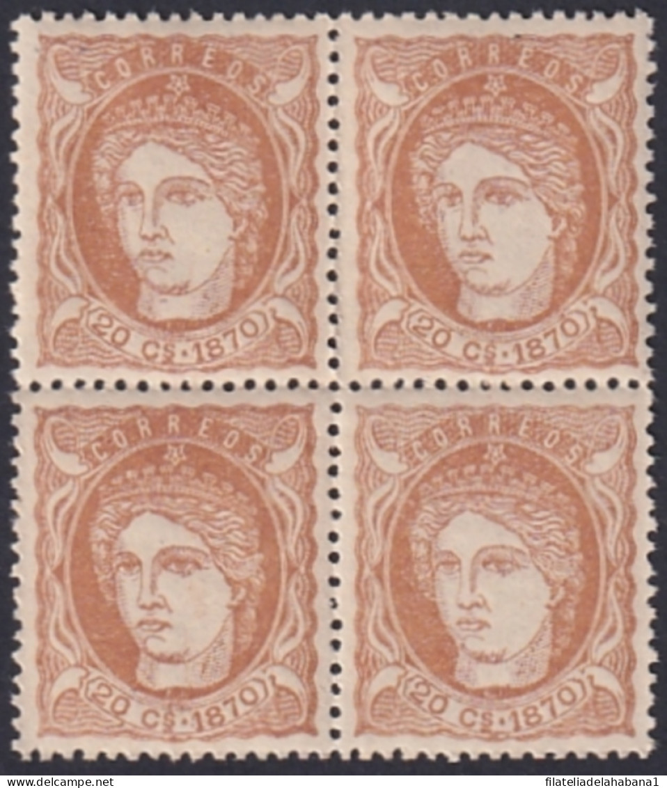 1870-103 CUBA ANTILLES SPAIN 1870 20c MNH REPUBLICA BLOCK 4.  - Prephilately