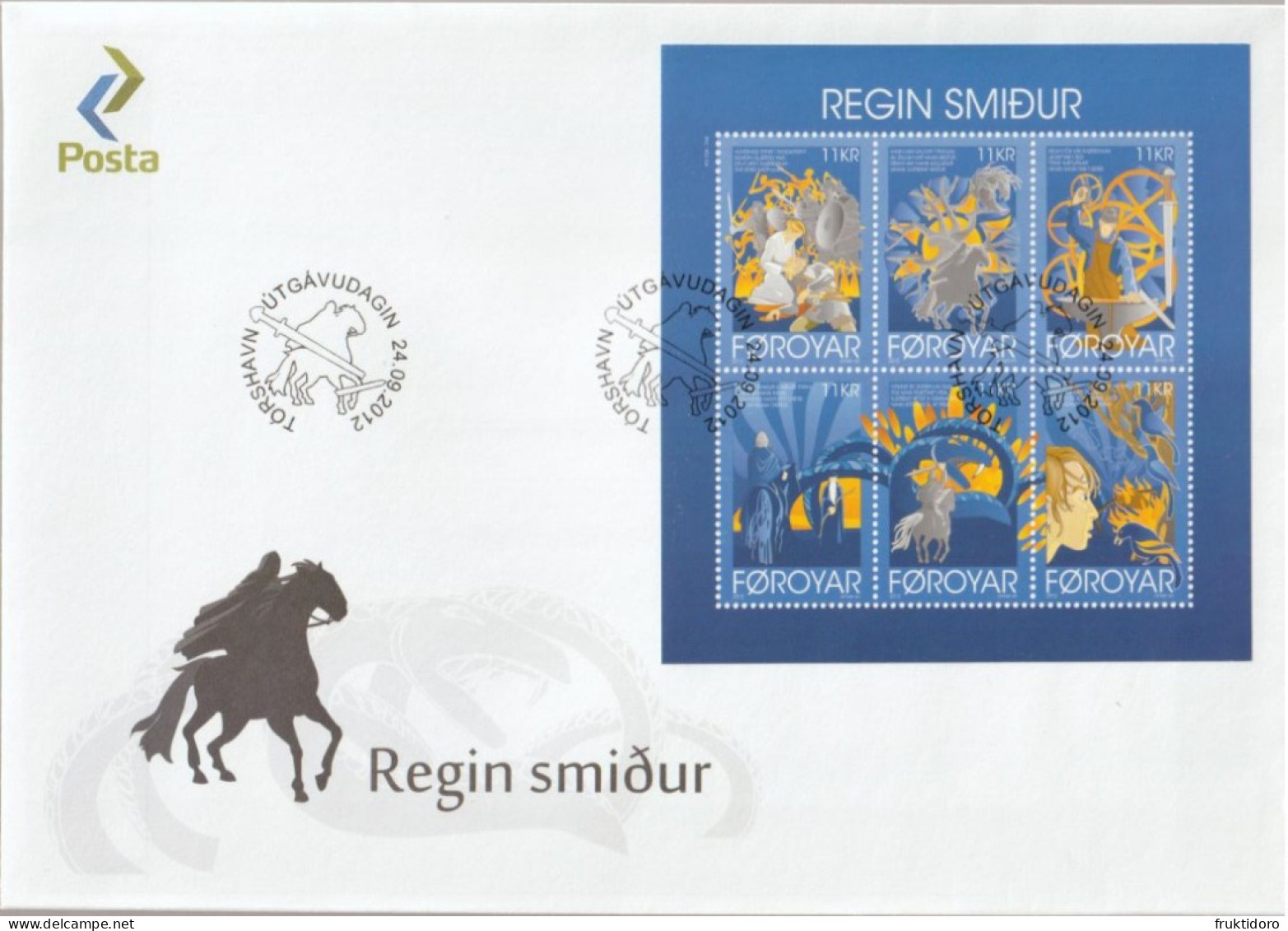 Faroe Islands FDC Mi Block 32 Regin The Blacksmith 2012 - Färöer Inseln