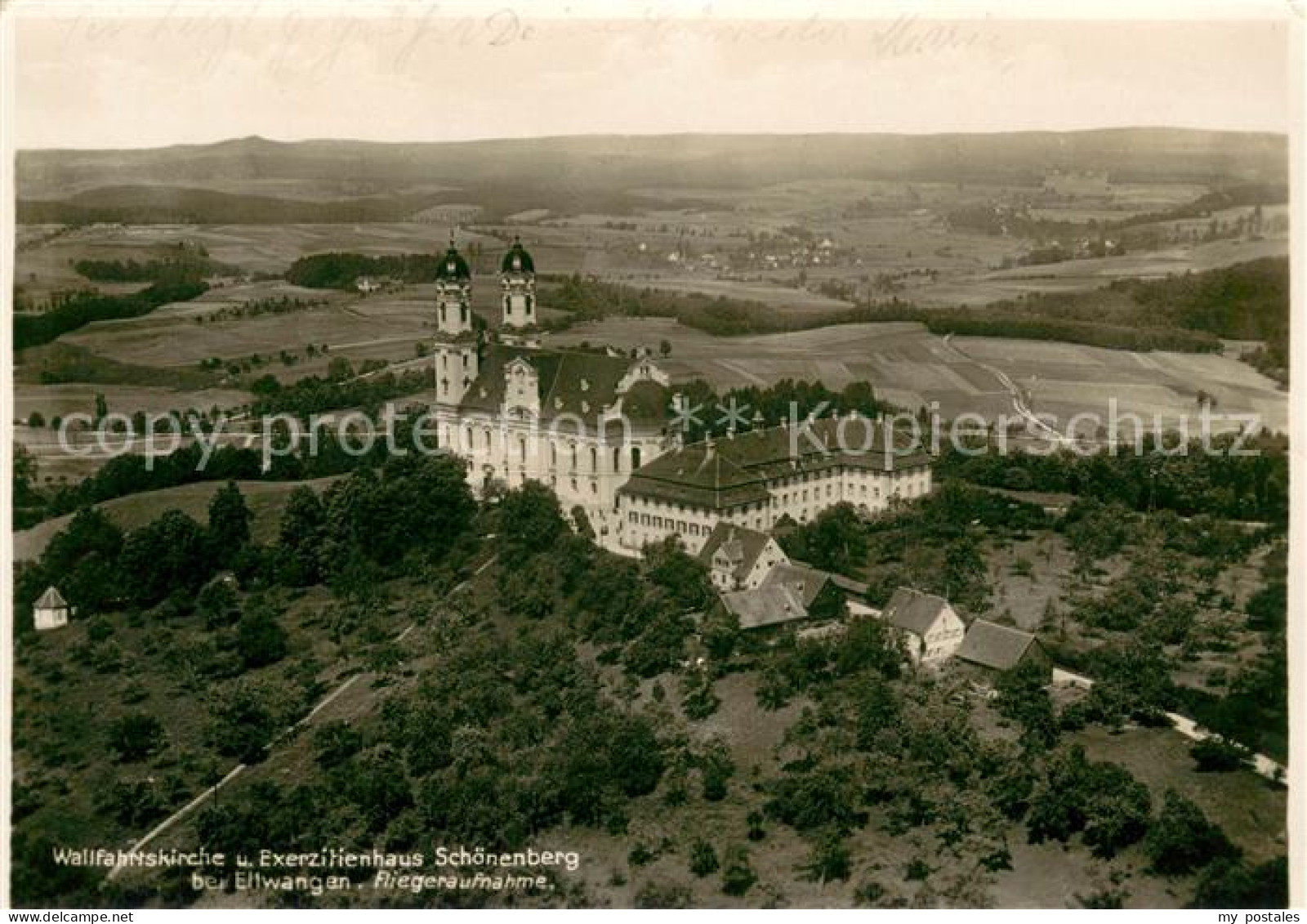 73713497 Ellwangen Jagst Wallfahrtskirche Und Exerzitienhaus Schoenenberg Fliege - Ellwangen