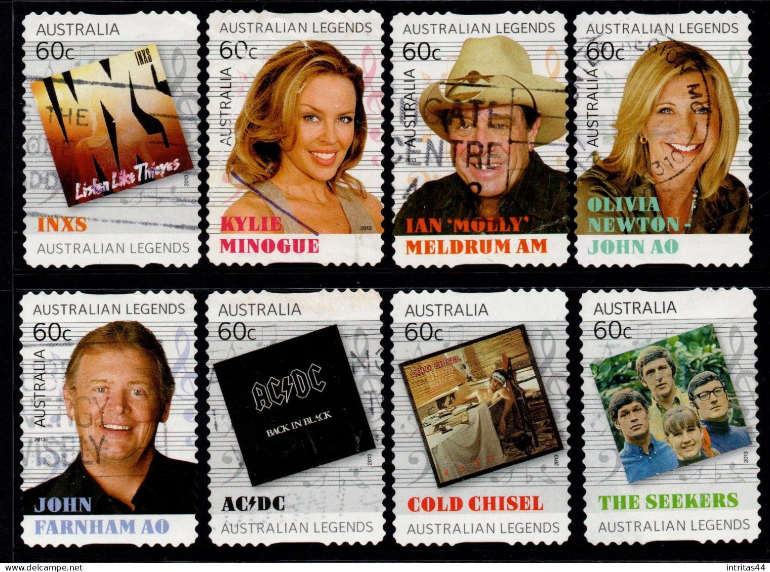 AUSTRALIA 2013  AUSTRALIAN LEGENDS (17th SERIES) " LEGENDS OF MUSIC "  (8) STAMPS  VFU - Usados