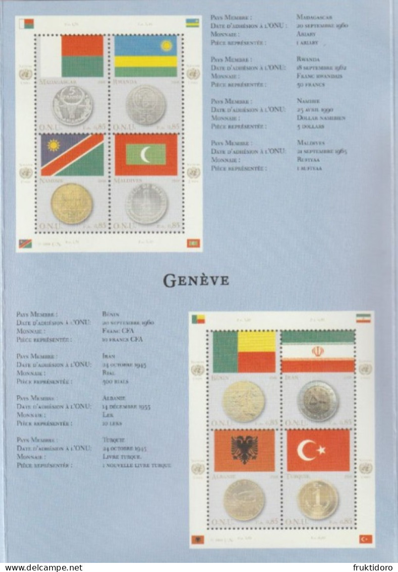 United Nations Folder For Flags And Coins 2008 With Blocks ** And Mounts - Emissions Communes New York/Genève/Vienne