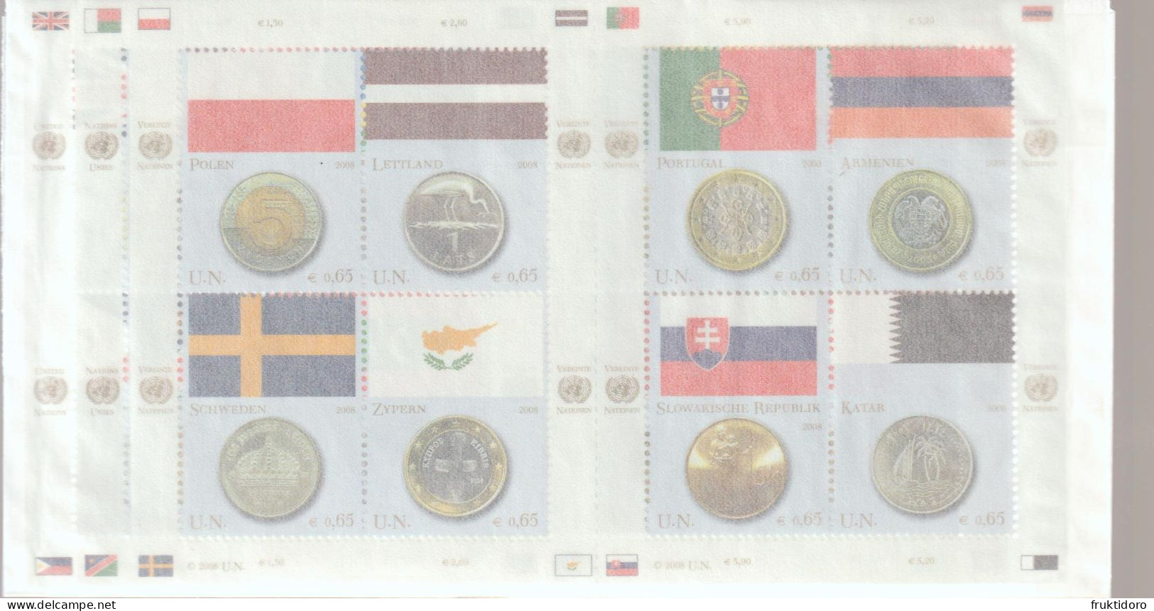 United Nations Folder For Flags And Coins 2008 With Blocks ** And Mounts - Emissions Communes New York/Genève/Vienne