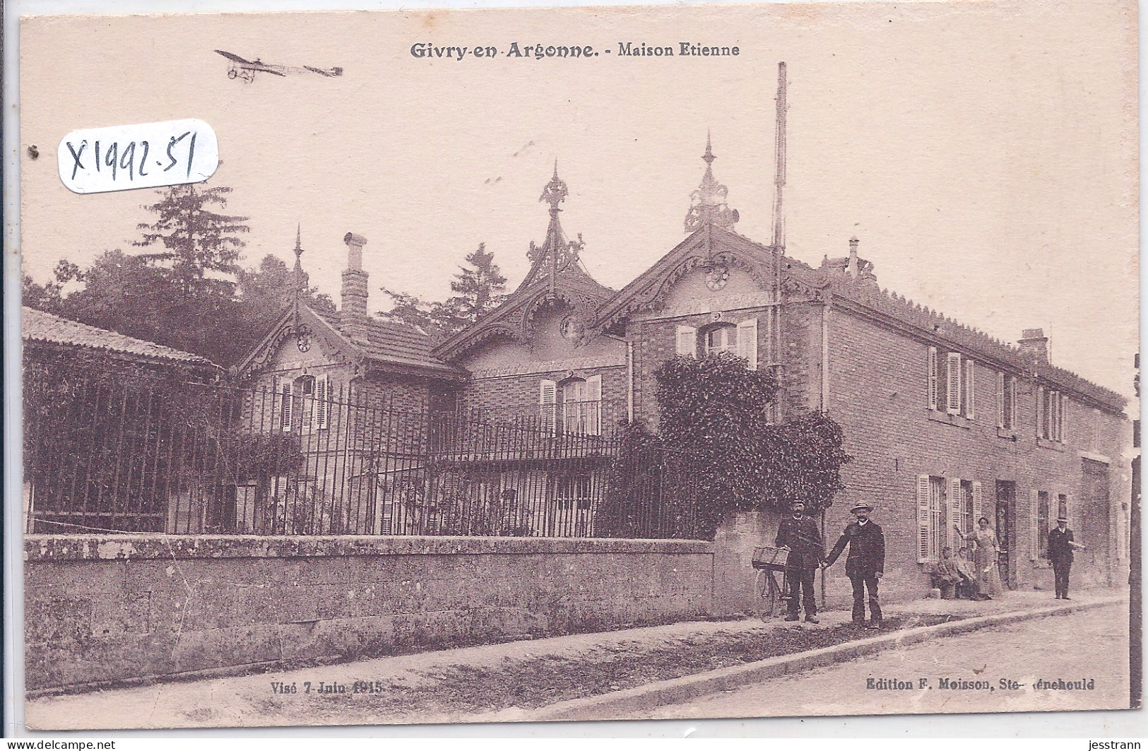 GIVRY-EN-ARGONNE- MAISON ETIENNE- AVION EN AJOUT IMPRIME - Givry En Argonne