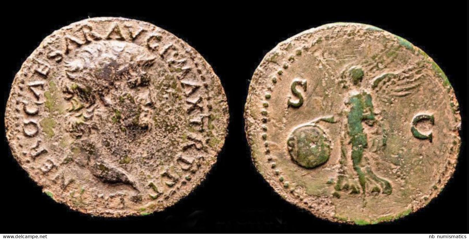 Nero AE As Victory Flying Left - The Julio-Claudians (27 BC To 69 AD)