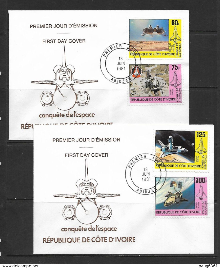 COTE D'IVOIRE 1981 FDC CONQUETE DE L'ESPACE   YVERT N°573/576 - Afrika